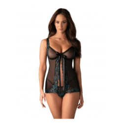 Amanta Babydoll - Noir et Turquoise — OBSESSIVE | babydoll