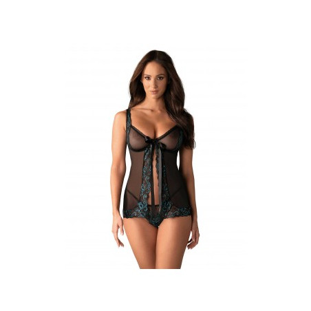 Amanta Babydoll - Noir et Turquoise — OBSESSIVE | babydoll
