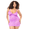 Babydoll grande taille dentelle violette et string — MAPALÉ | babydoll