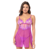 Babydoll sexy en résille brodée florale et string — MAPALÉ | babydoll