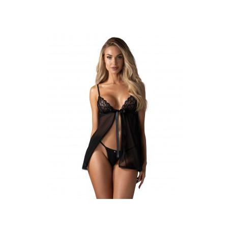 Blomentis babydoll et String - Noire — OBSESSIVE | babydoll