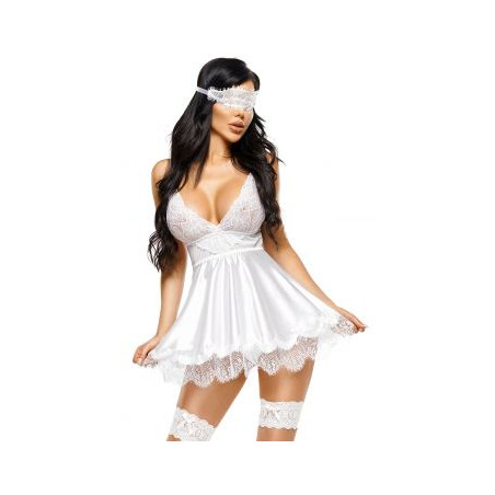 Eve Babydoll et Masque - Blanc — BEAUTY NIGHT | babydoll