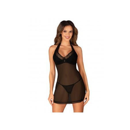 Medilla nuisette et string - Noire — OBSESSIVE | babydoll