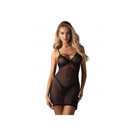 Novenes nuisette et string - Noir — OBSESSIVE | nuisette