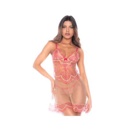 Nuisette en résille brodée avec string — MAPALÉ | nuisette