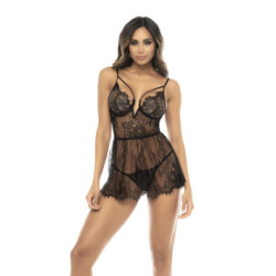 Nuisette noir Selma, en dentelle, avec armatures et... — MAPALÉ | nuis